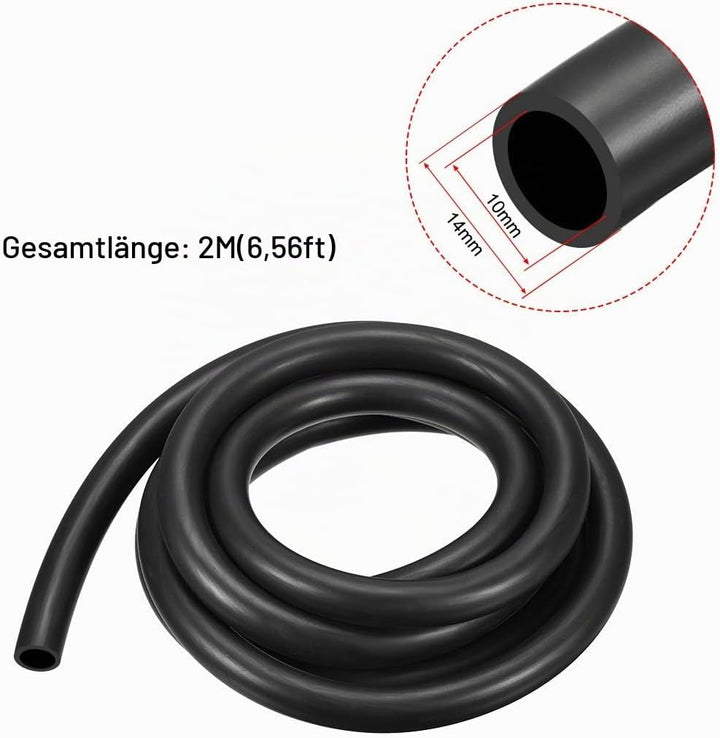 sourcing map Schmierölschlauch, 10 mm Innendurchmesser x 14 mm Aussendurchmesser 6,6 Fuss Gummi-Wass