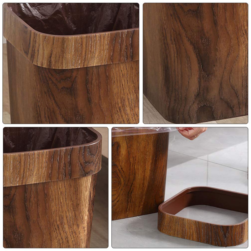 LIFKOME Imitierter Holz-Mülleimer, rustikaler Mülleimer, Mülleimer für Badezimmer, Schlafzimmer, Küc