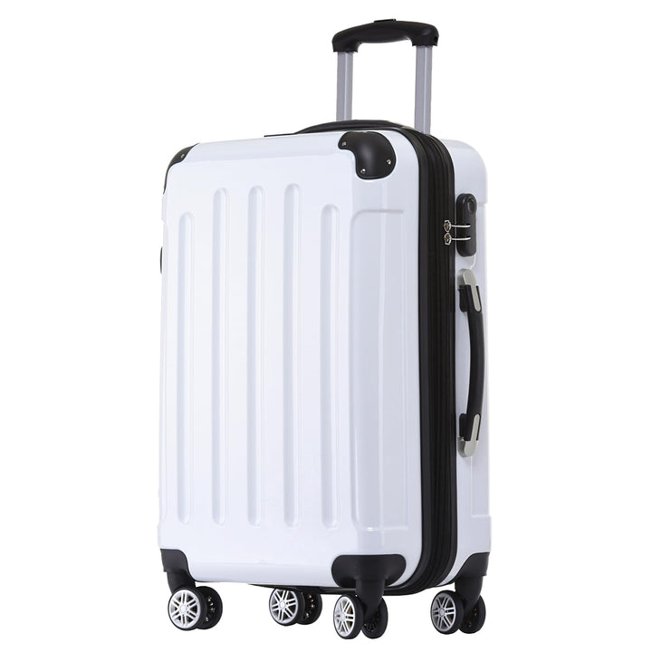 BEIBYE Hartschalen Koffer Trolley Rollkoffer Reisekoffer 4 Zwillingsrollen Polycabonat (Weiss, 76cm