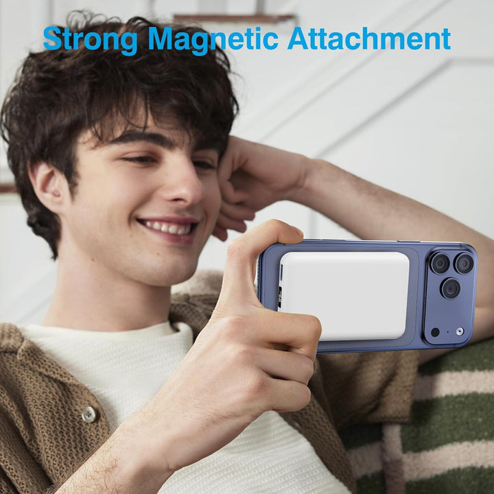 AOGUERBE Mag-Safe Wireless Power Bank, Magnetische Powerbank 10000mAh mit USB C in&Out, 22,5W Schnel