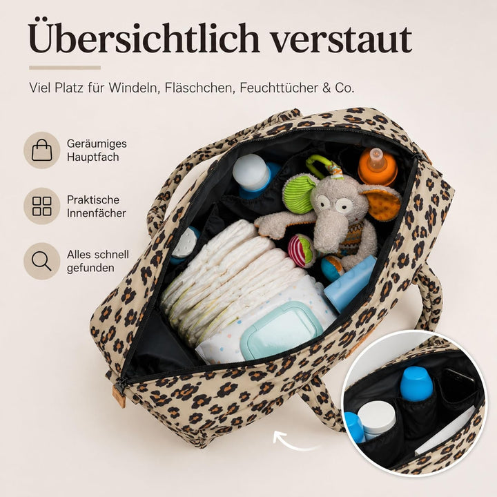 Fillikid Wickeltasche Toulouse Exklusiv | Inkl. Wickelauflage | Grosse Windeltasche mit Schultergurt