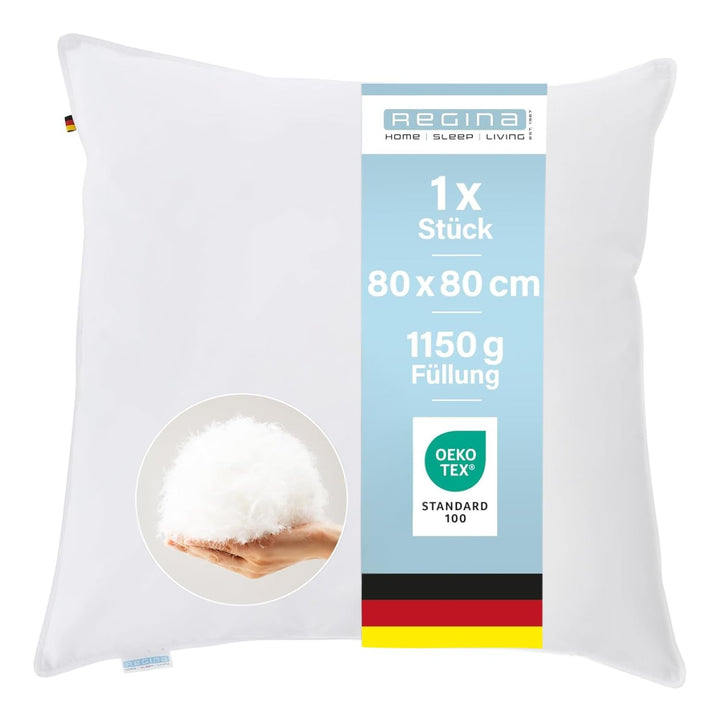 Regina Kopfkissen Doppelpack fest 80x80cm, 85% Federn 15% Daunen, 1150g