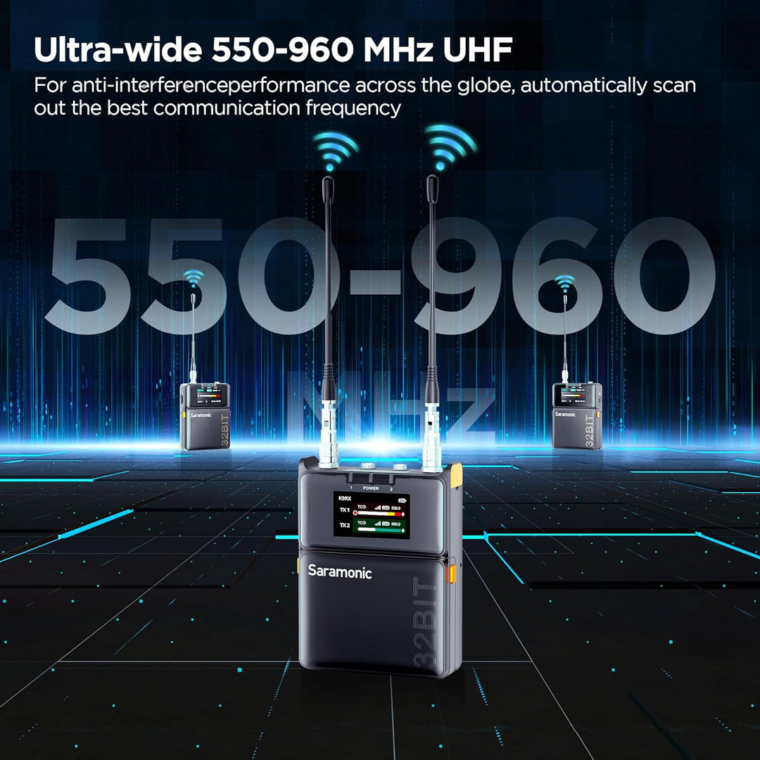 Saramonic K9 Lavalier-Mikrofon Kabellos, Professionelles Zweikanal UHF Mikrofon Drahtloses Audio Sys