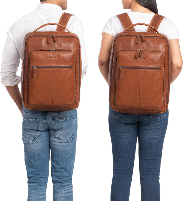 STILORD 'Gordon' Rucksack Leder Herren und Damen Messenger Rucksack Laptop 17 Zoll Lederrucksack Dam