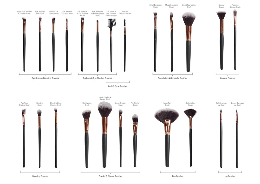 Rio professionelles Kosmetik Make Up Pinsel Set, 24 Teile.