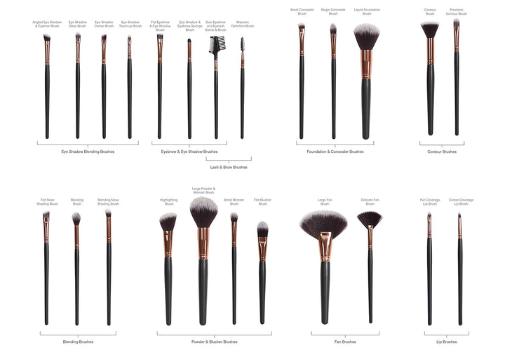 Rio professionelles Kosmetik Make Up Pinsel Set, 24 Teile.