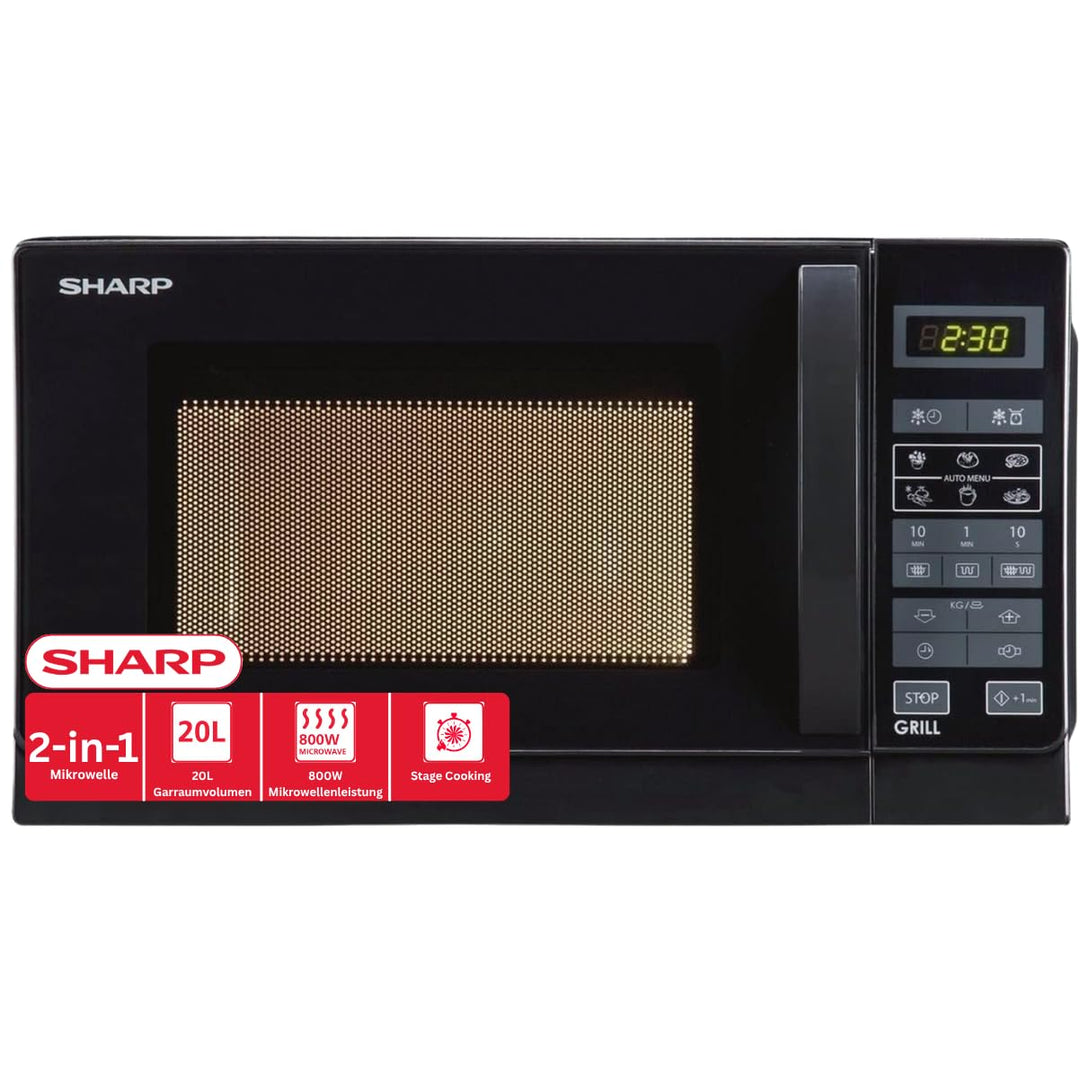 Sharp R642BKW 2-in-1 Mikrowelle mit Grill / 20 L / schwarz