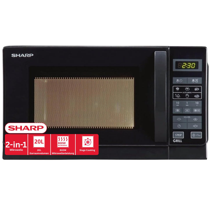 Sharp R642BKW 2-in-1 Mikrowelle mit Grill / 20 L / schwarz