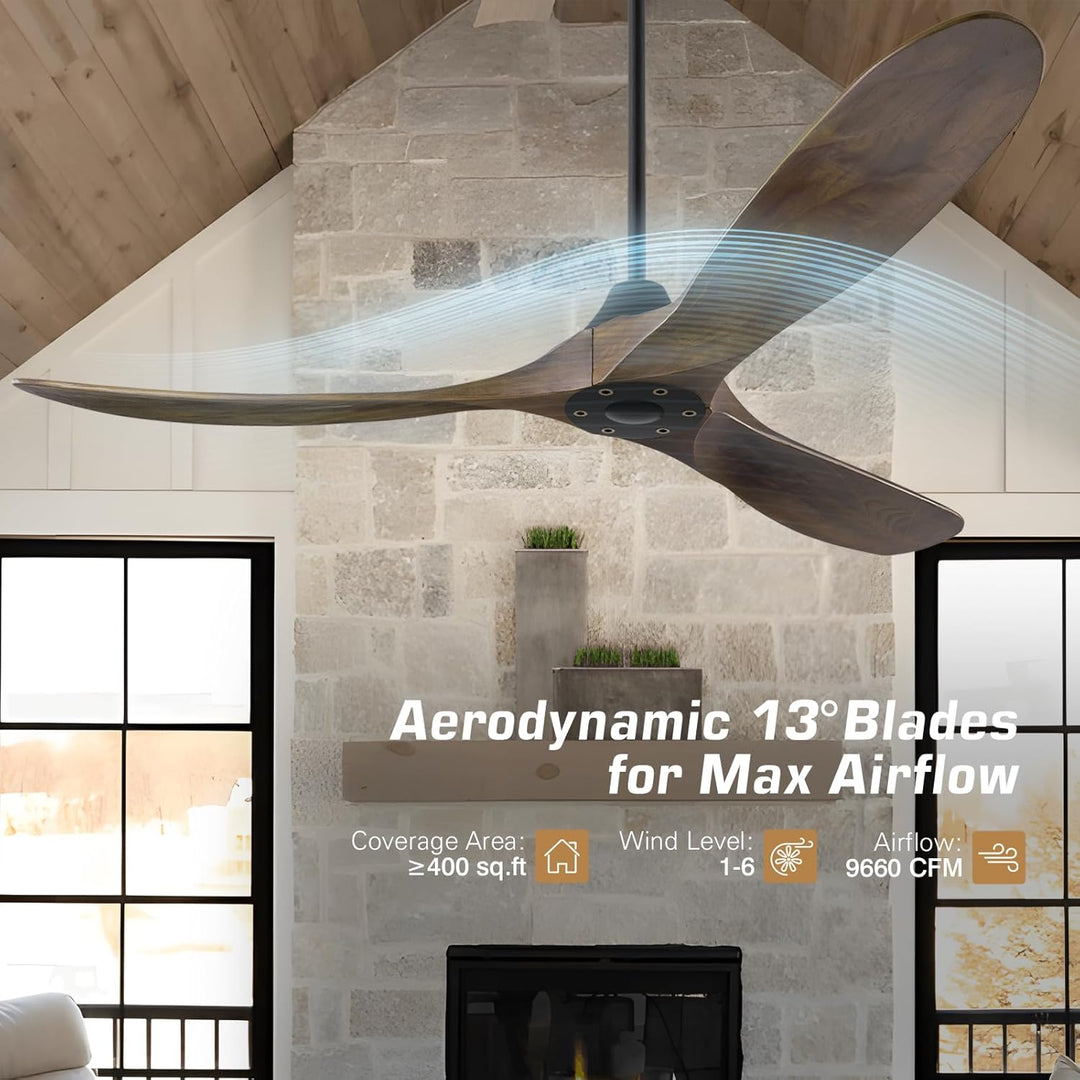 177cm Deckenventilator im Freien ohne Licht, Deckenventilator Leise mit Fernbedienung, Moderner Deck