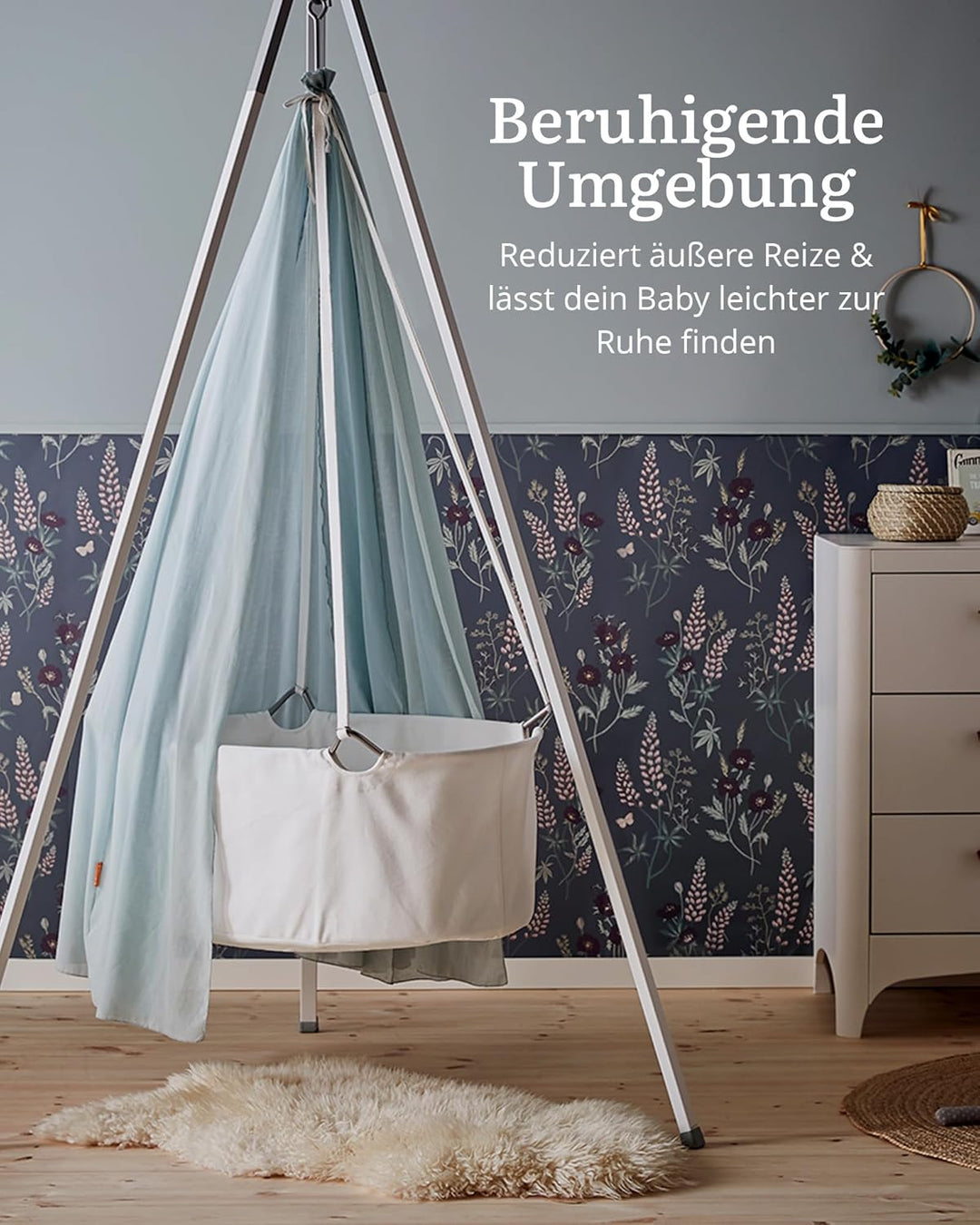 Leander Betthimmel für Leander Classic™ Wiege Dusty Blue - Babybett Himmel fürs Babyzimmer - Leichte