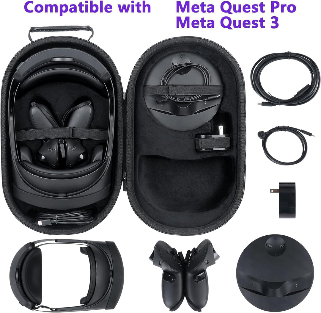 co2CREA Hart Reise Schutz Hülle Etui Tasche für Meta Quest Pro/Meta Quest 3 All-in-one VR Gaming Hea