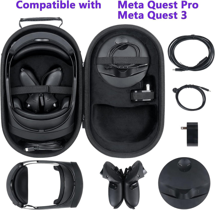 co2CREA Hart Reise Schutz Hülle Etui Tasche für Meta Quest Pro/Meta Quest 3 All-in-one VR Gaming Hea