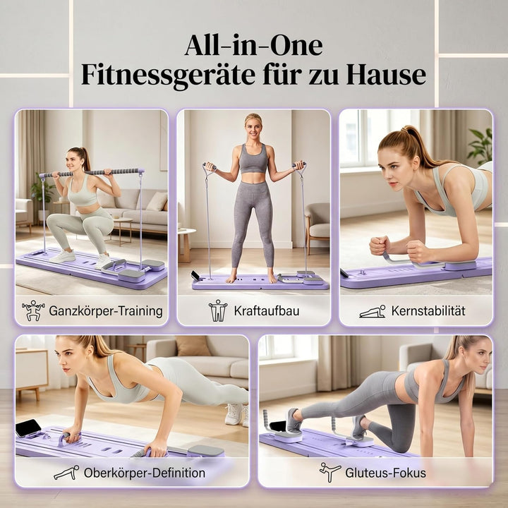 Skay Pilates Board für Zuhause – Faltbares Pilates Reformer Set mit Timer, Multifunktionales Pilates