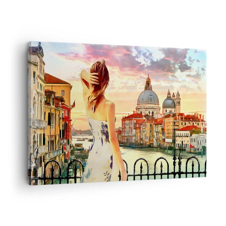 ARTTOR Bilder auf Leinwand Venedig Brücke Wasser Leinwandbild 70x50cm Wandbilder Dekoration Wohnzimm