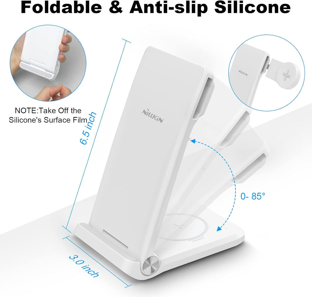 Nillkin 3 in 1 Faltbar Induktive Ladestation, Kabelloser Ladegerät mit Adapter, Wireless Charger Kom