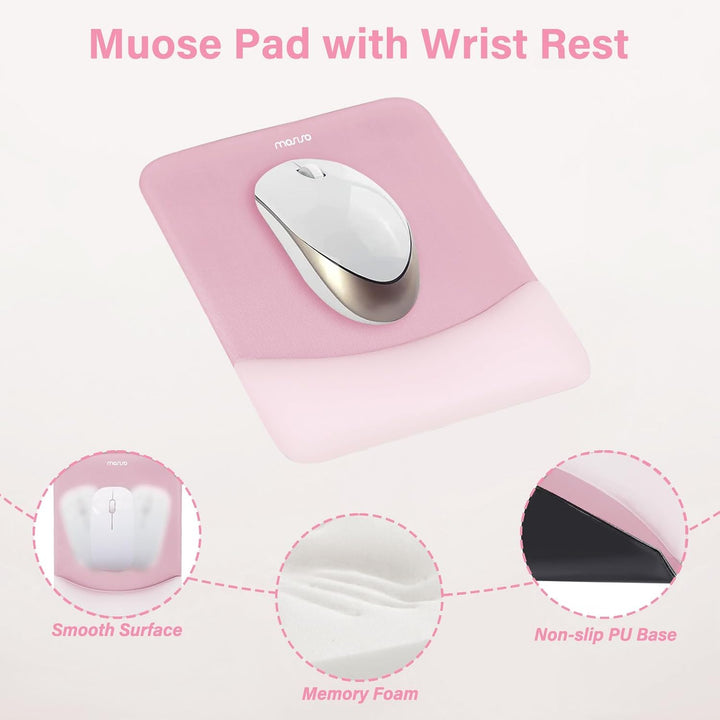 MOSISO Handgelenkstütze für Mauspad&Tastatur Set, Rechteckig Ergonomisch Mauspad Rutschfest Basis Sc