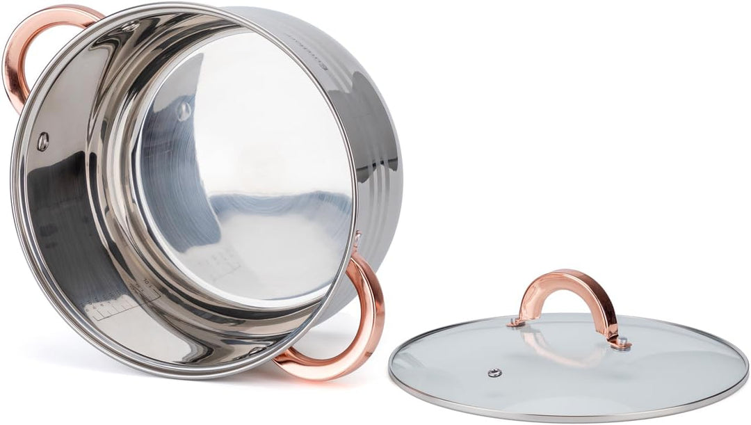 EliteHoff Topfset Induktion, Kochtopf Set mit Glasdeckel, 7-lagiger Edelstahl Topf- &amp; Pfannensets mi