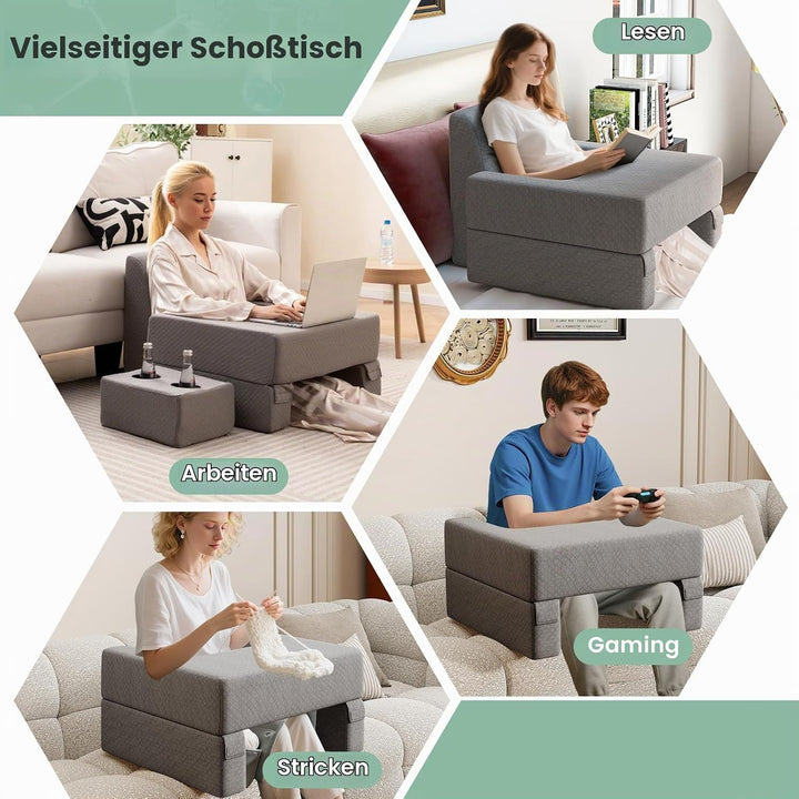 LIFEZEAL Lesekissen für Bett &amp; Sofa, Buchkissen mit Untersetzer, Rückenkissen &amp; Aufbewahrungstasche,