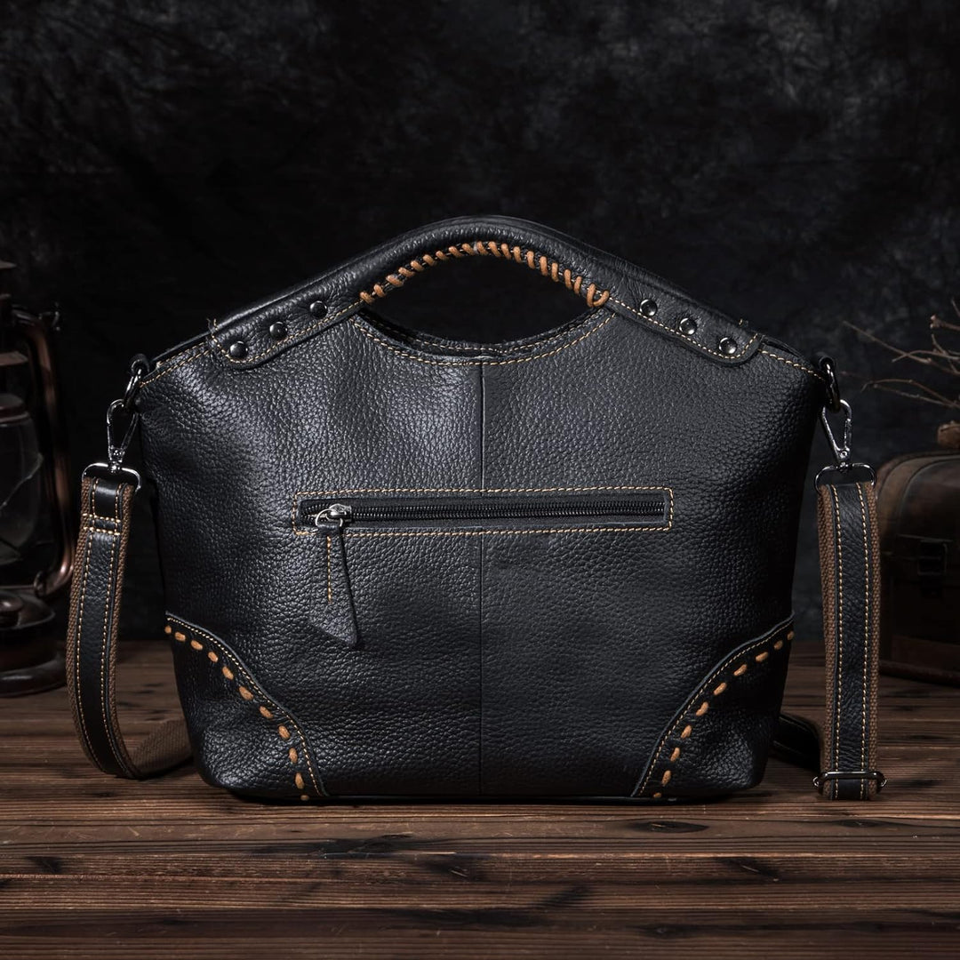 Le'aokuu Damen echtes echtes Leder Vintage Schulter Handtaschen Crossbody Messenger Tote Bag Satchel
