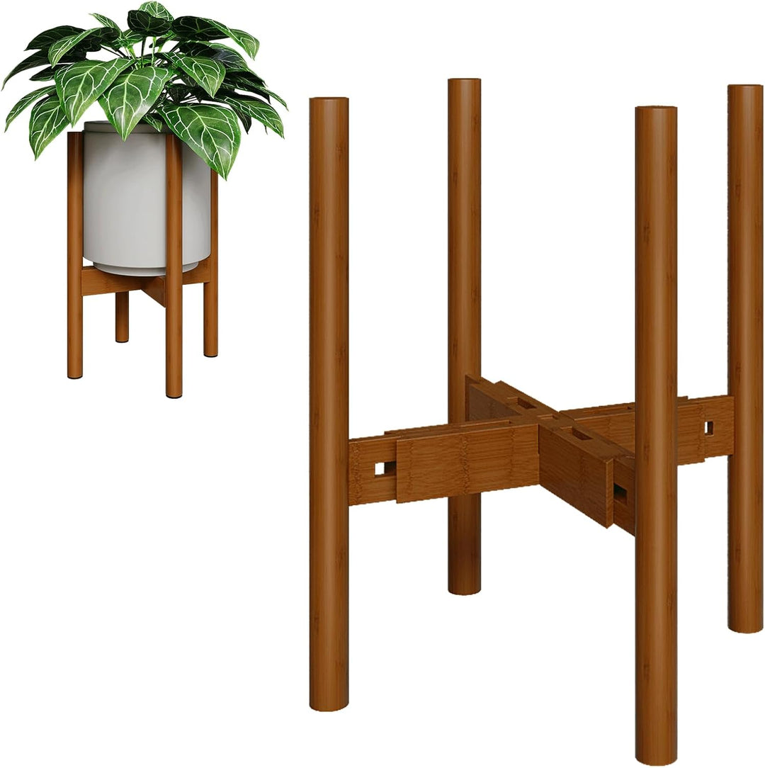 Bamworld Blumenständer Blumenhocker Pflanzenhocker Hellbraun Verstellbar und kippsicher, geeignet fü