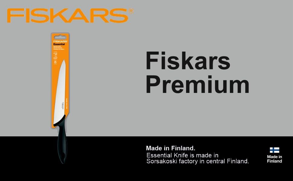 Fiskars Küchenmesser, Klingenlänge: 21 cm, Edelstahl / PP-Kunststoff, Schwarz, Essential, 1023776 St