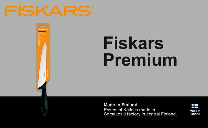 Fiskars Küchenmesser, Klingenlänge: 21 cm, Edelstahl / PP-Kunststoff, Schwarz, Essential, 1023776 St