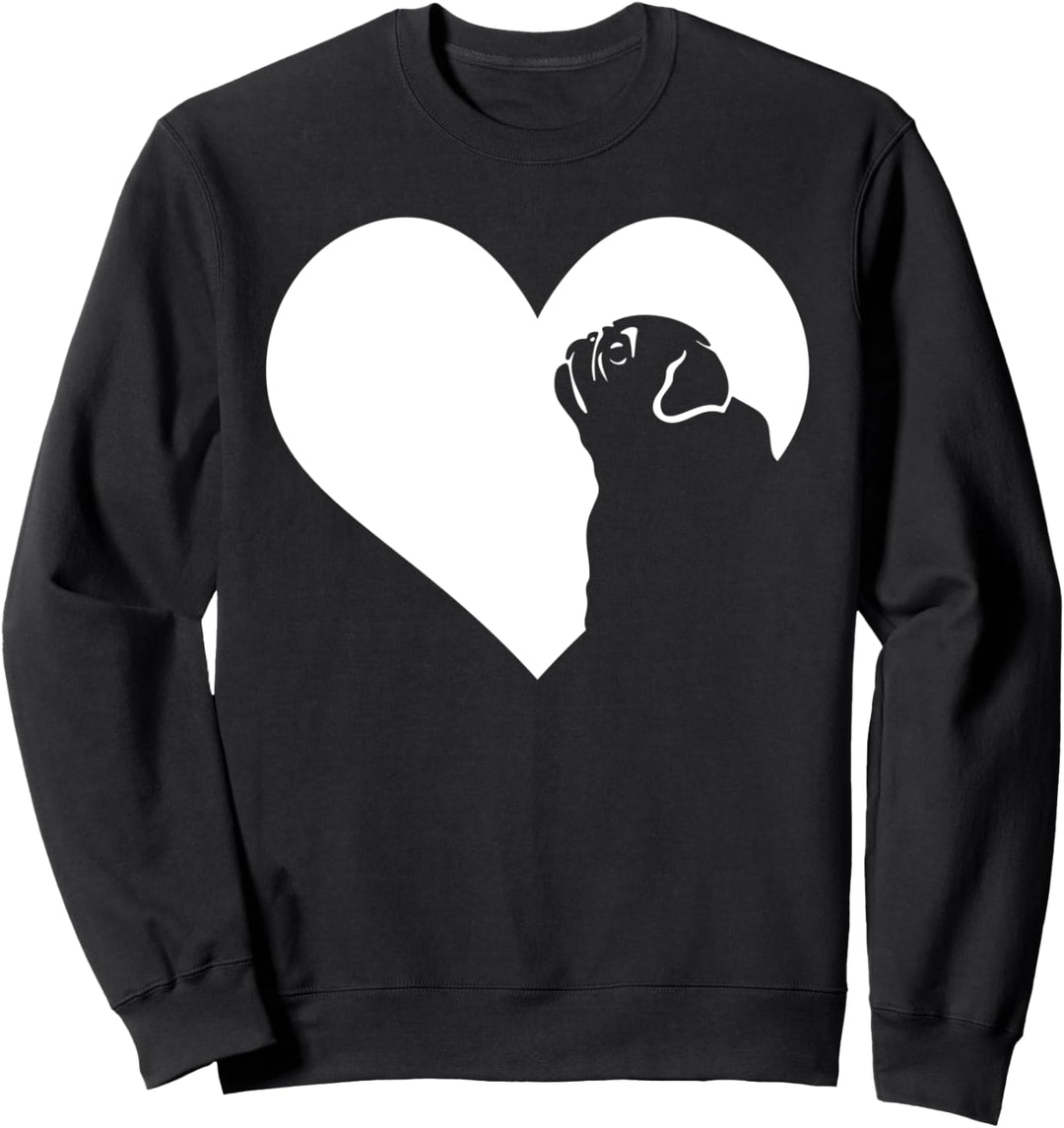 Hund Mops Herz Silhouette - Mops Sweatshirt
