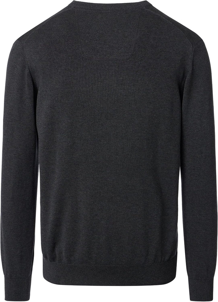 CASAMODA Herren Pullover mit V-Ausschnitt unifarben Elastischer Bund S Anthrazit, S Anthrazit
