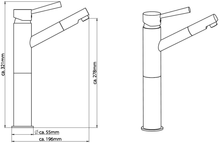 SCHÜTTE 79111 CORNWALL Hohe Waschtischarmatur, Moderne Badarmatur, Einhebelmischer, Wasserhahn Bad h