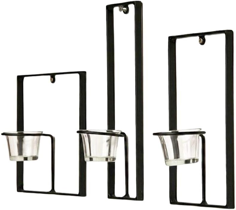 DanDiBo Wandteelichthalter Metall Schwarz Carre 3-TLG. Wandkerzenhalter Teelichthalter Kerzenhalter