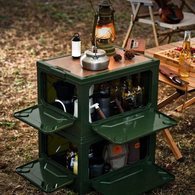 Pssopp Faltbare Camping-Aufbewahrungsbox, Campingbox mit Grossem Fassungsvermögen von 50 L und Räder