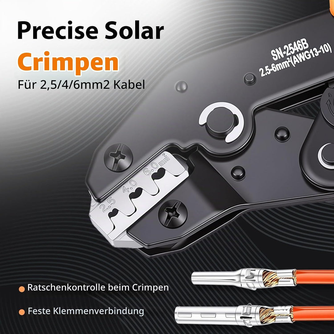 12 Paar PV Stecker mit Crimpzange für 2,5/4/6 mm² Solarkabel, Wasserdichte Steckverbinder, Robuste R