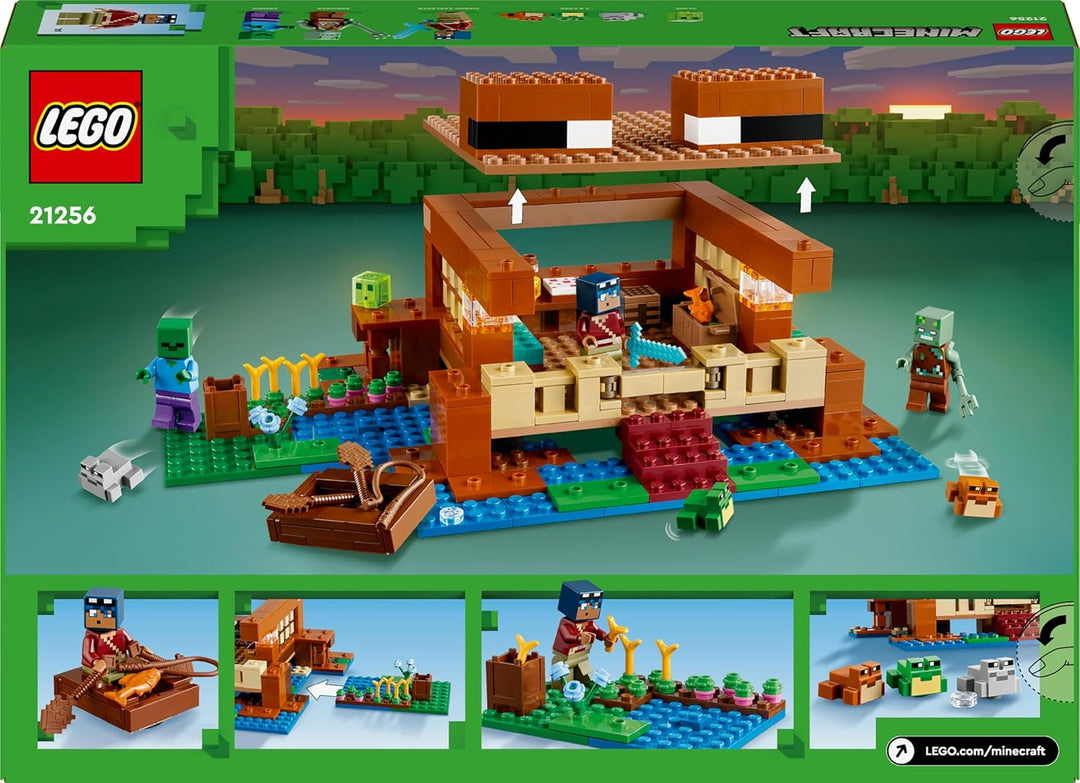 LEGO Minecraft Das Froschhaus, Spielzeug-Haus mit Figuren inkl. Zombie, Schleim und Ertrunkener, plu