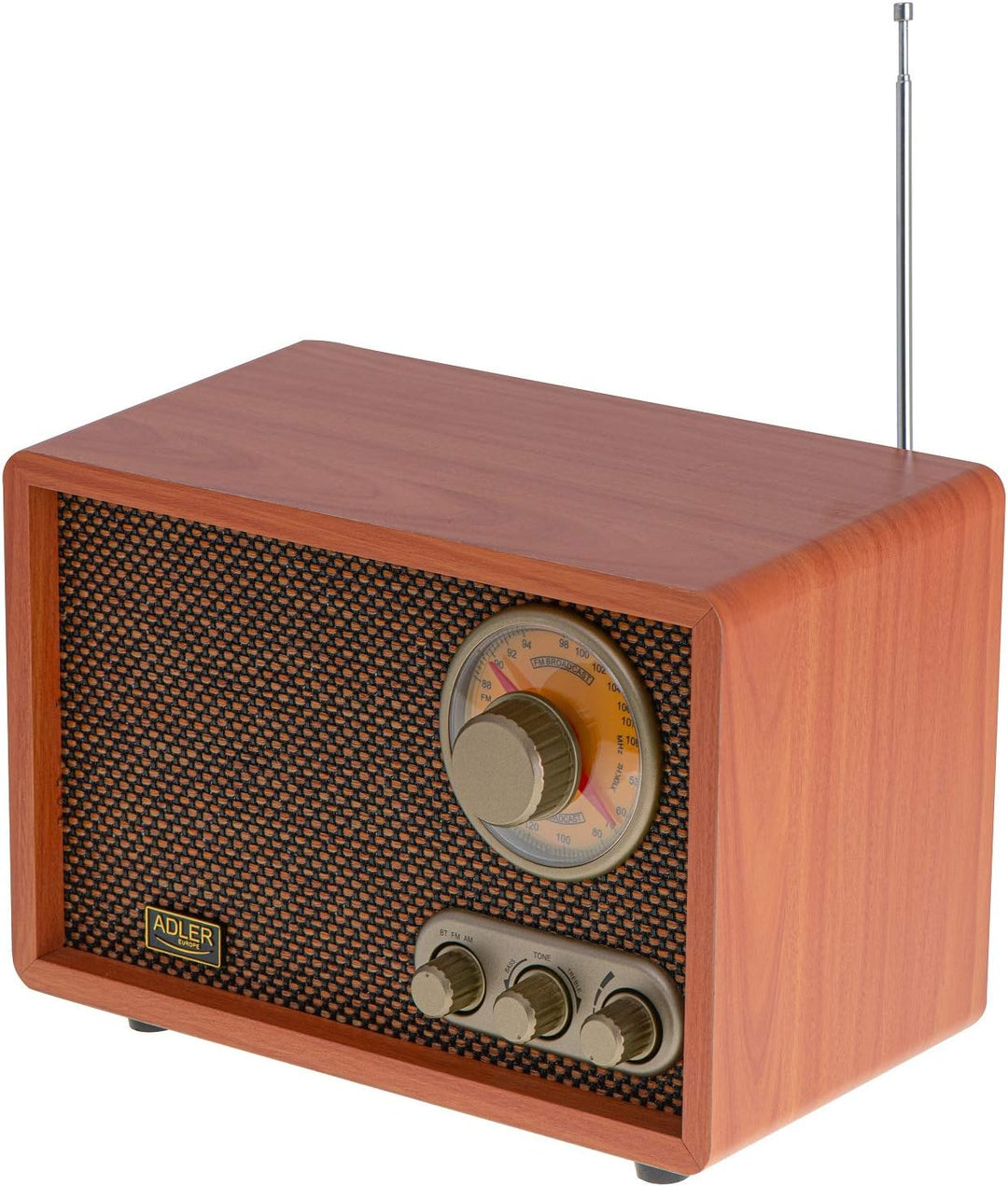 Adler Retro Radio mit Bluetooth und Teleskopantenne FM/AM 10W RMS Bass/Höhenkontrolle AD1171