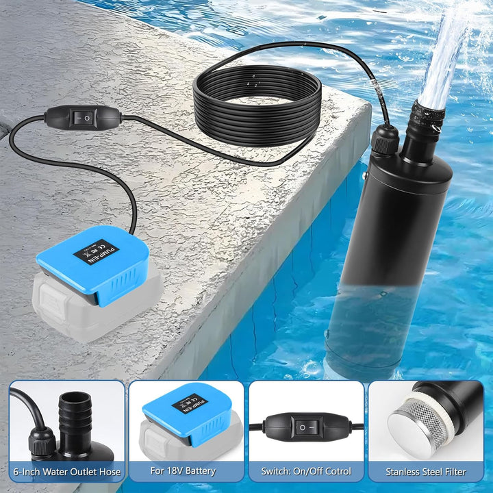 CPROSP Sumpfpumpe Kompatibel mit Bosch PBA 18V Batterie (Keine Batterie), Wasserpumpe 30L/min, Trans