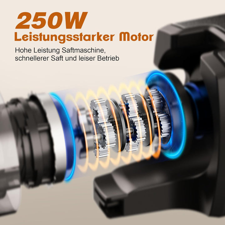 Fretta Entsafter Slow Juicer Testsieger, Entsafter Gemüse und Obst, 135MM Öffnung und 1,8L Juicer Ma