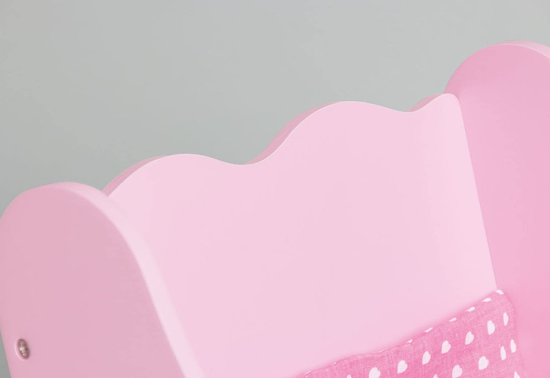 PINOLINO Puppenwagen Jasmin Komplettset, 4-tlg., Rosa & Weiss, Inkl. Bettzeug, Gummierte Räder, MDF,
