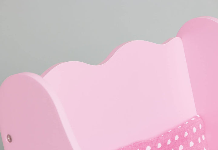 PINOLINO Puppenwagen Jasmin Komplettset, 4-tlg., Rosa & Weiss, Inkl. Bettzeug, Gummierte Räder, MDF,