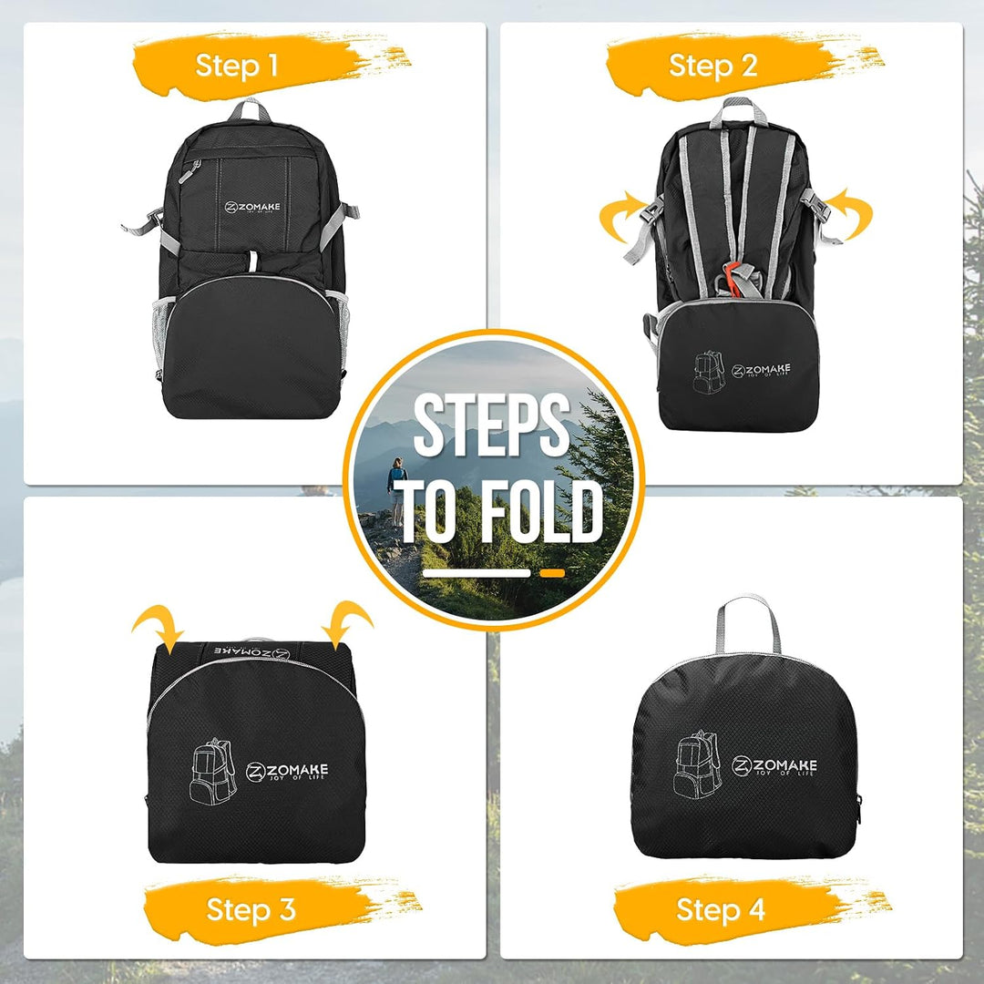 ZOMAKE 35 L Leicht Faltbarer Rucksack Packbare Backpacks, Kleiner Rucksäcke Wanderrucksack Wasserdic