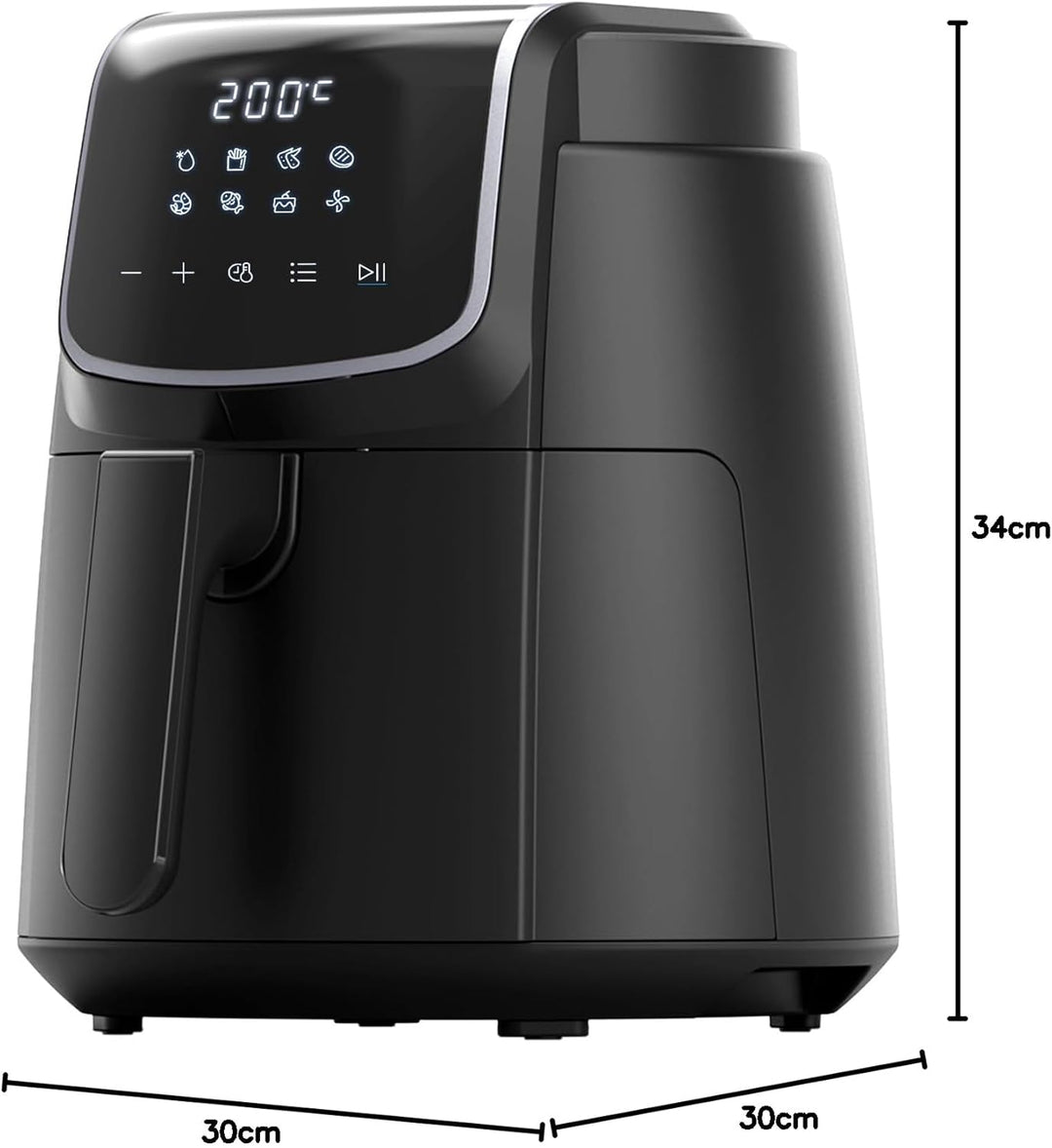 Midea Heissluftfritteuse 4L XL Air Fryer mit LED-Touchscreen, [35-200°C|8 Kochfunktionen|Spülmaschin