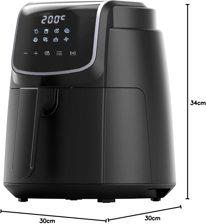 Midea Heissluftfritteuse 4L XL Air Fryer mit LED-Touchscreen, [35-200°C|8 Kochfunktionen|Spülmaschin