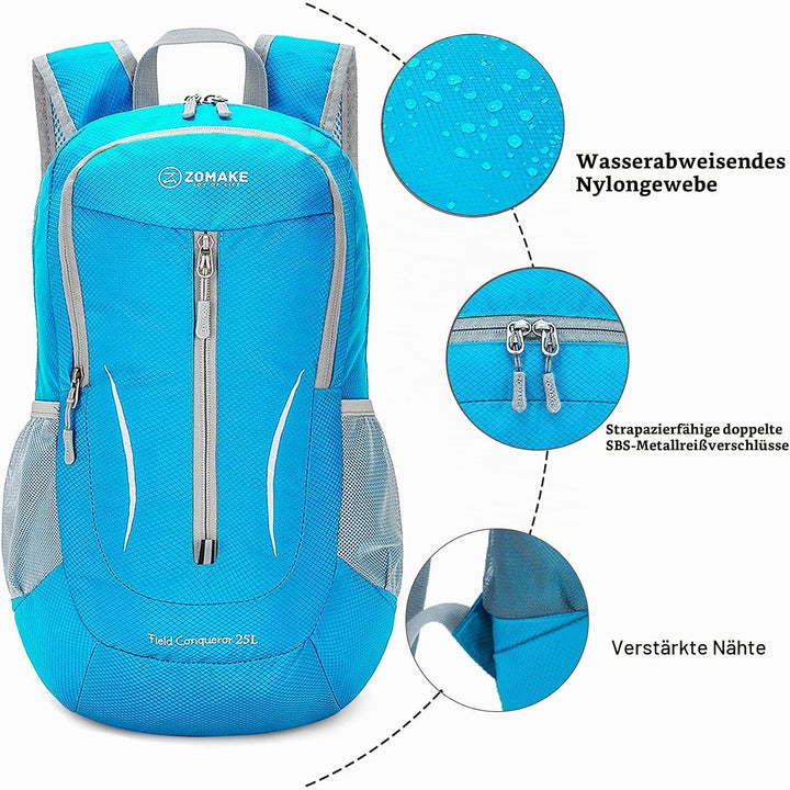 ZOMAKE Ultraleicht Faltbarer Rucksack - Packbare Backpacks 25L,Kleiner Faltbar Rucksäcke Wanderrucks