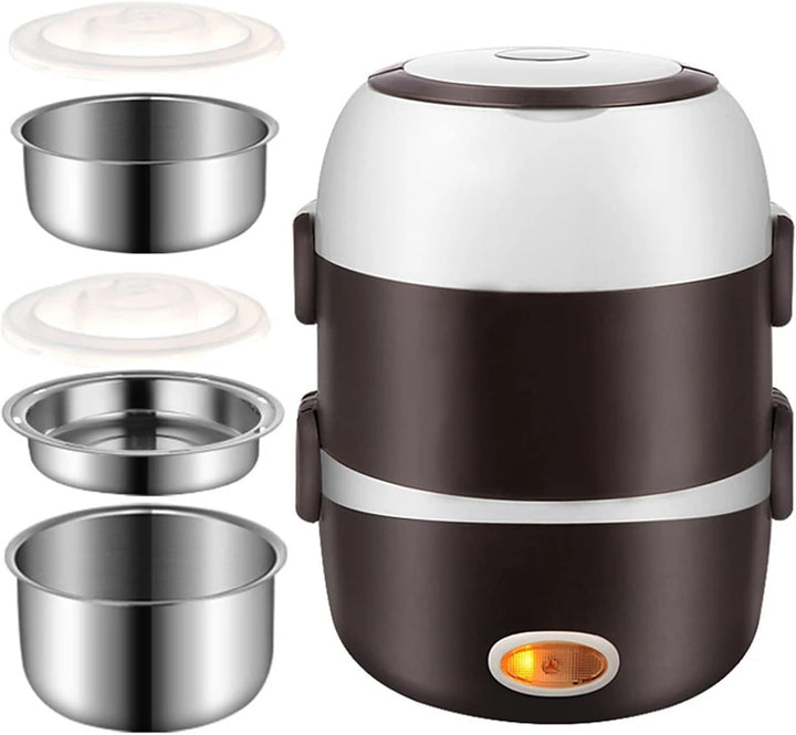 2L Elektrische Lunchbox Heizen 3 Schicht Tragbare Brotdose Dampfgarer Topf Edelstahl Lebensmittel Be