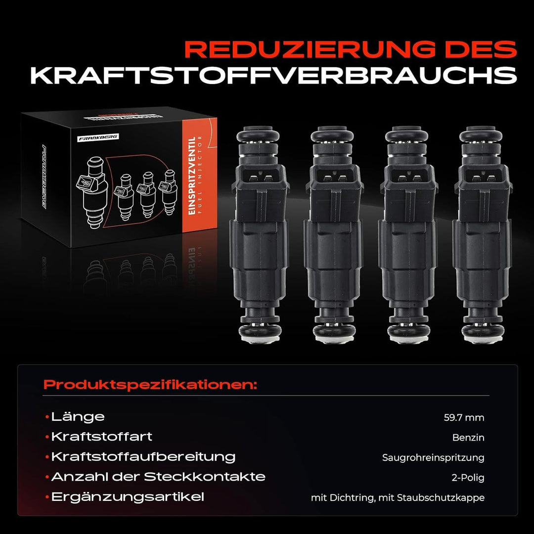 Frankberg 4x Einspritzventil Einspritzdüse Injektor Kompatibel mit 306 7B N3 N5 1.4L 1998-2000 C3 I