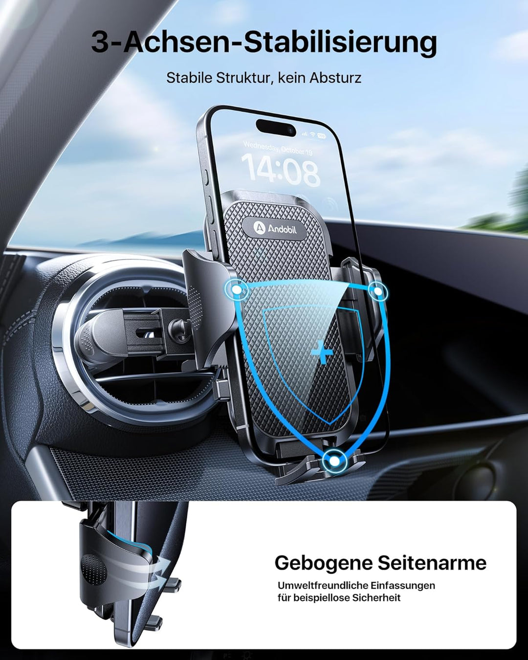 andobil Handyhalterung Auto Runde Lüftung [ 2.0 Entwurf Upgrade für Mercedes ] Handyhalterung Auto [