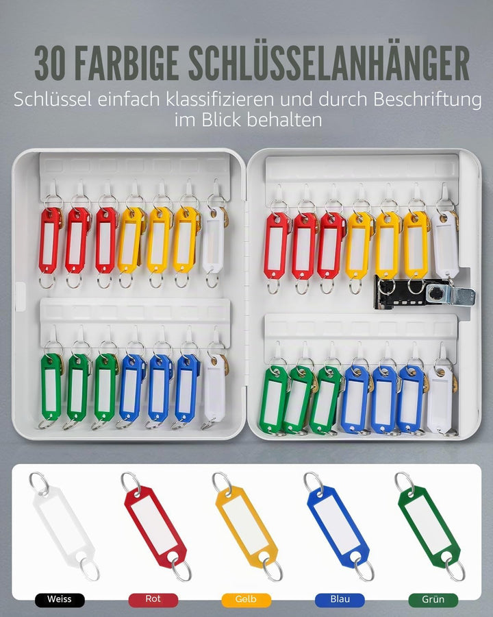 Uniclife Schlüsselschrank mit 28 Schlüsseln, Stahl, mit Zahlenschloss, Wandmontage, Schlüssel-Organi