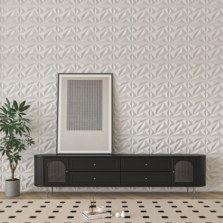 Art3dwallpanels PVC 3D Wandpaneel Diamant für Innenwand Dekor in Weiss, 3D Strukturierte Wandpaneele