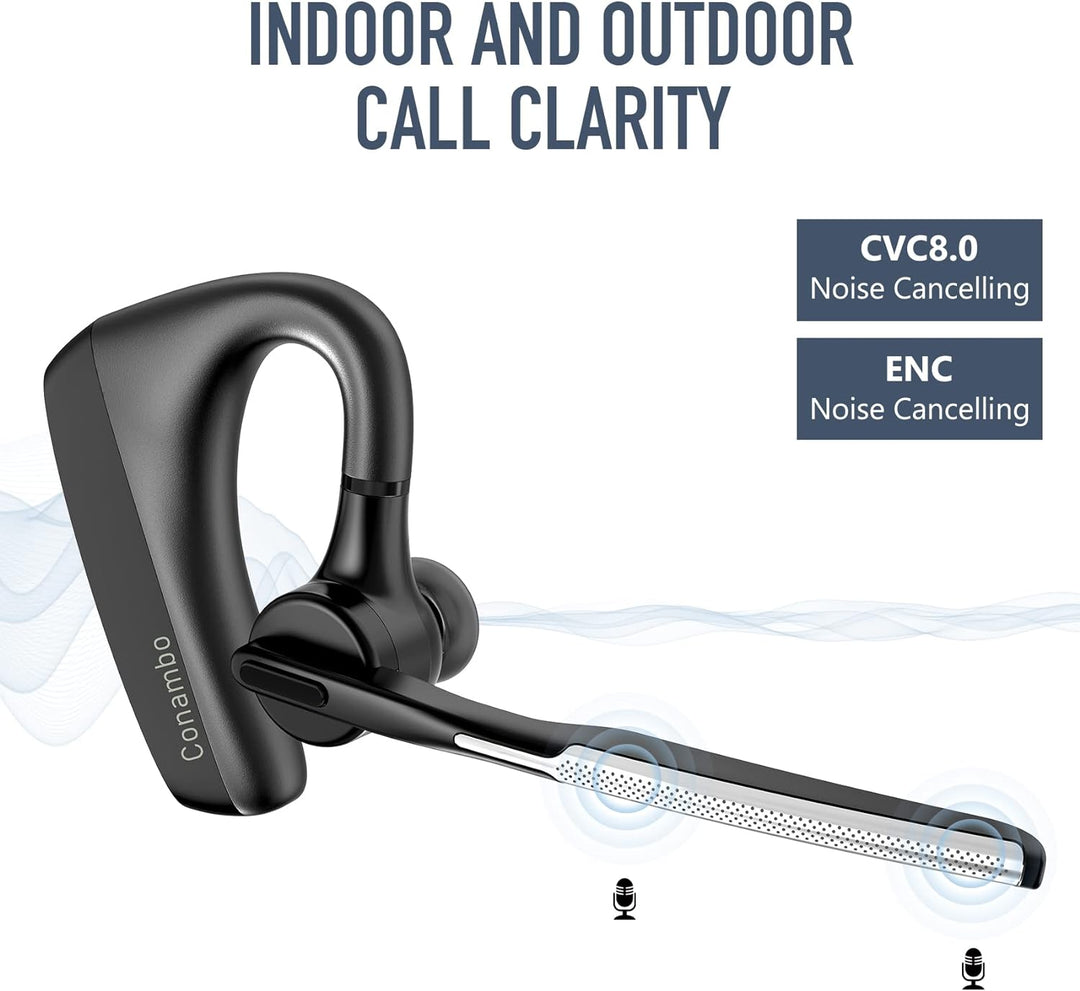 Conambo K18 Headset Bluetooth V5.1, CVC8.0 Geräuschunterdrückung mit Zwei , 16-Stunden Gesprächszeit