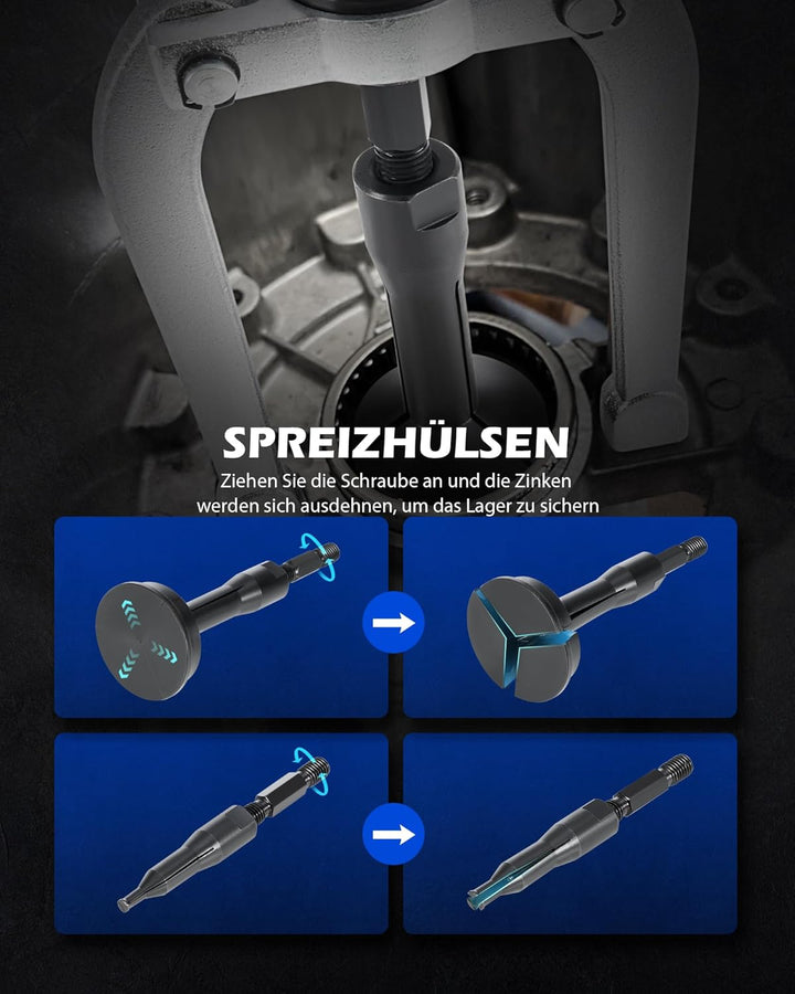 Orion Motor Tech 16 TLG Innenlager Abzieher Grundloch Lagerabzieher Werkzeug mit Gleithammer Satz Ro