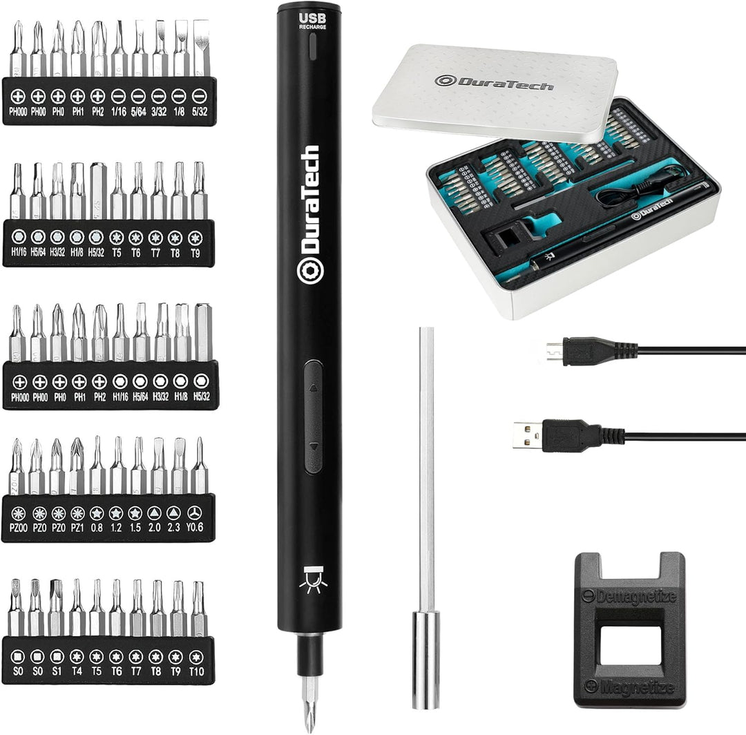 DURATECH Präzision Elektrischer Schraubendreher Set mit 50 Bits Mini Elektro Schraubendreher Kit 3,6